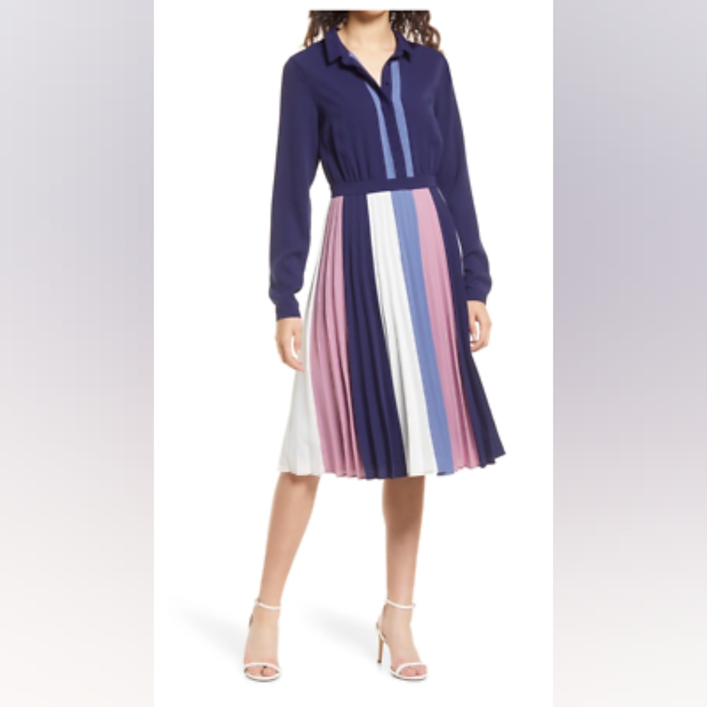 ADELYN RAE | COLORBLOCK ACCORDION MIDI DRESS